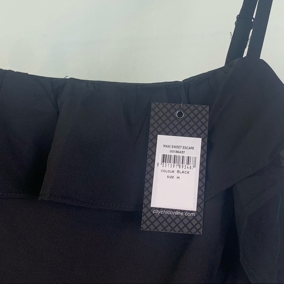 NWT City Chic Sweet Escape Spaghetti Strap Wrap Skirt Midi Dress In Black - Picture 6 of 8